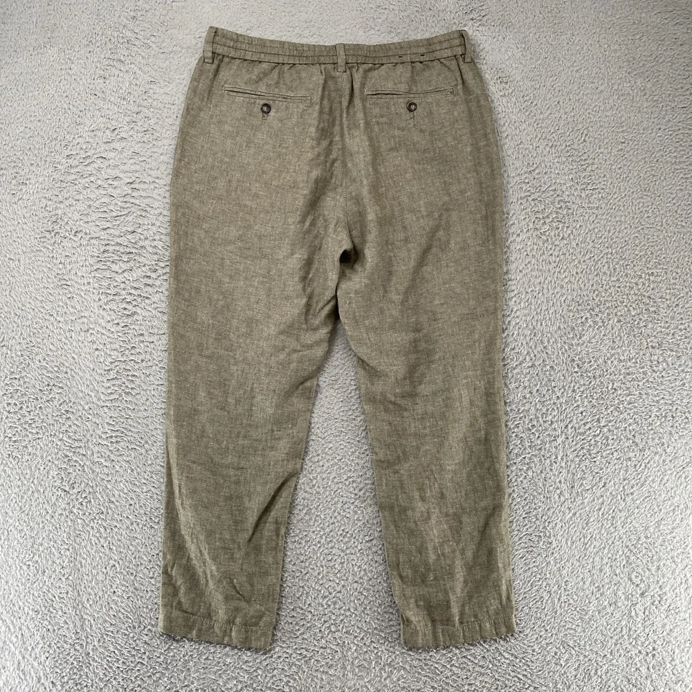 Banana‎ Republic Mason Pants Mens 34x28 Green Linen Cotton Athletic Taper Chino